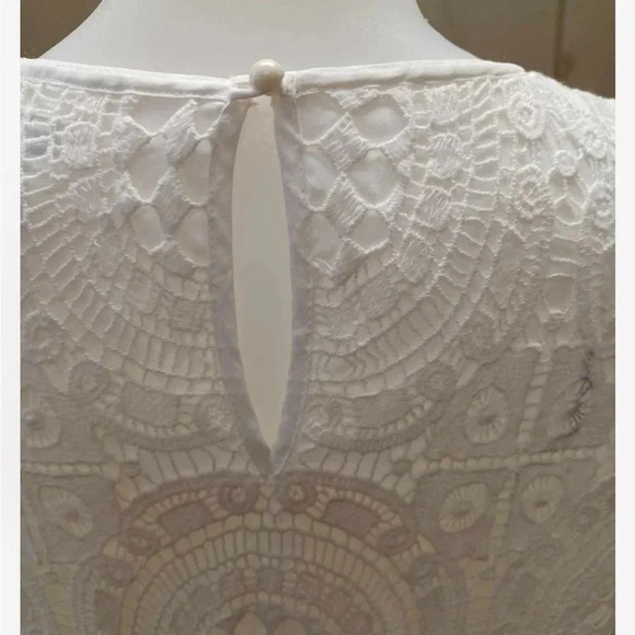 Katherine Barclay White Crochet Lace  Sleeveless Midi Dress Size 12 - Picture 6 of 12